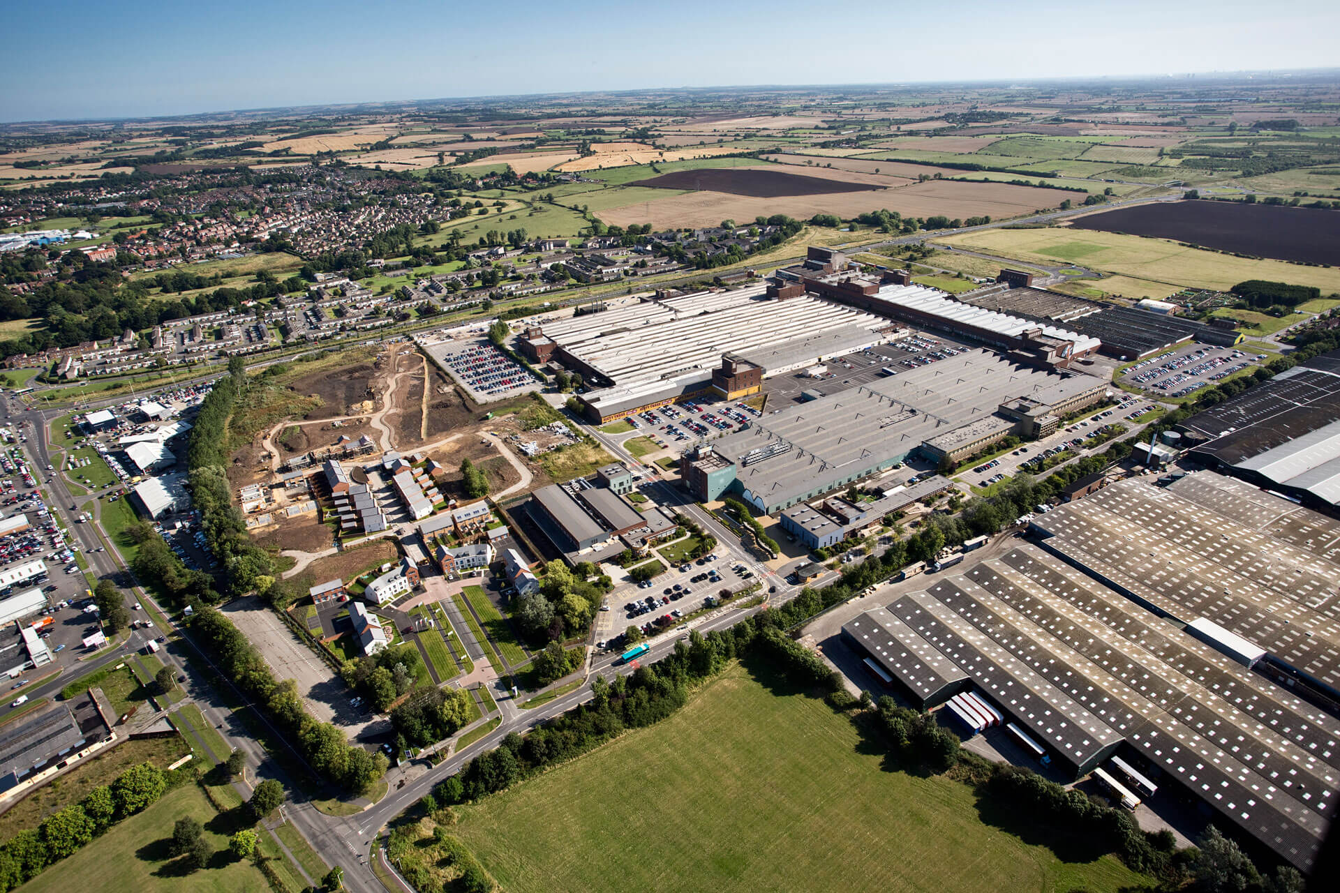 Aerial shot of Darlington business parks